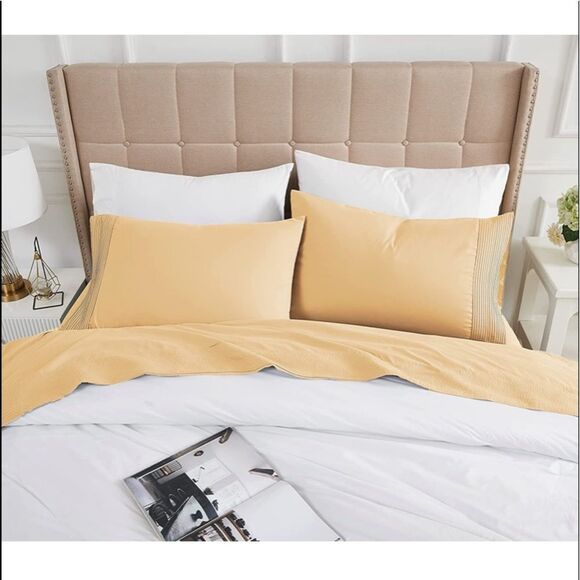 SouthShore 5 Pieces 21-InchExtra Deep Pocket Sheet Set, Shrinkage FreeSplit-King - Picture 3 of 8